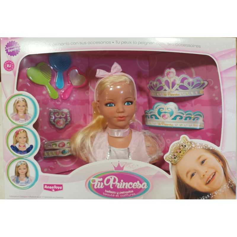 Rosatoys Busto Muñeca Princesa Rubia para peinar