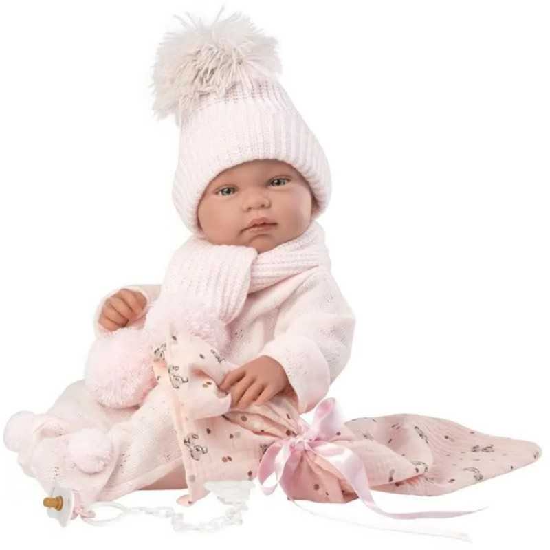 Llorens Muñeca Bebé recién Nacida Tina Toquilla Bambi Rosa Newborn - cuerpo de Vinyl