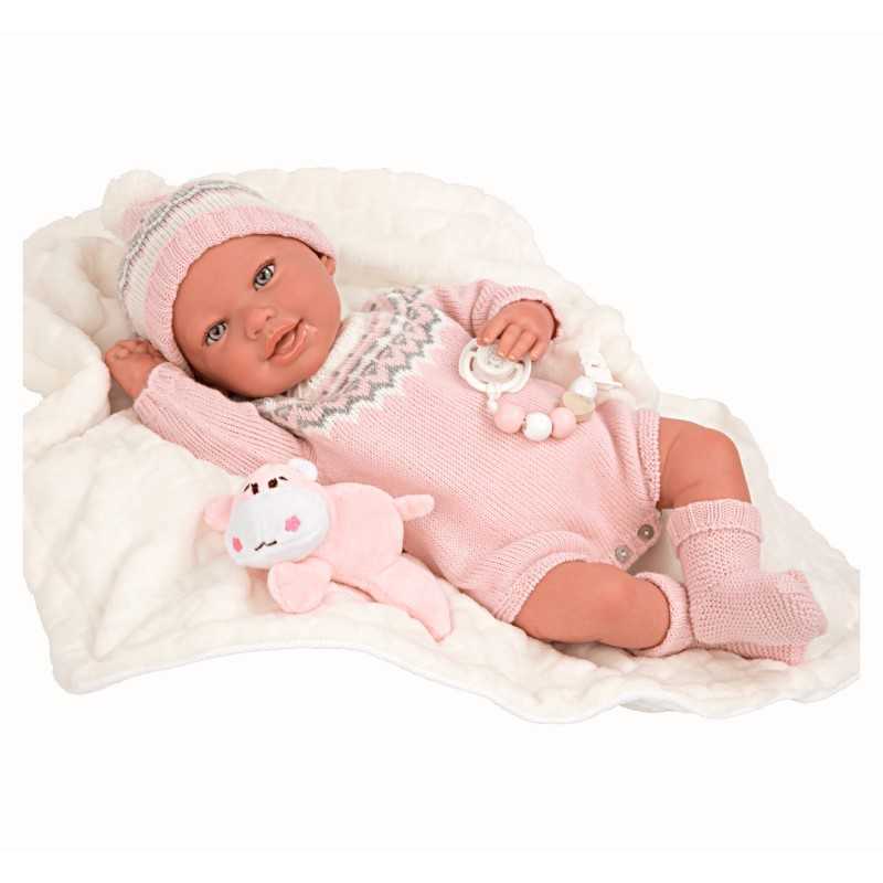 Arias Muñeca Bebé Reborn Anais con manta y peluche super realista
