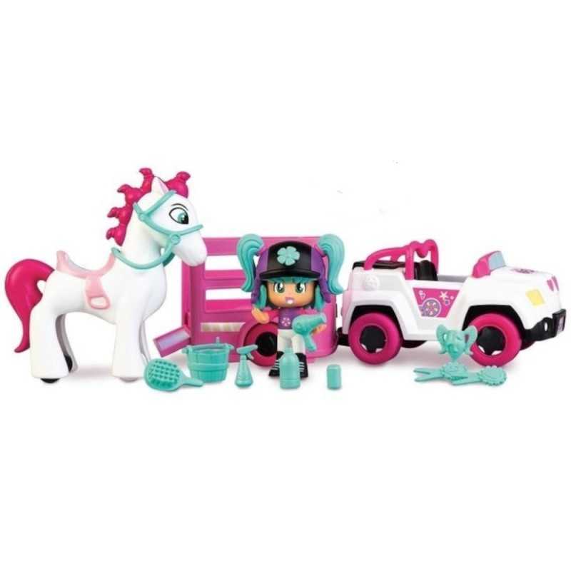 Pinypon Coche con Remolque y Caballo Muñecos PinyPon