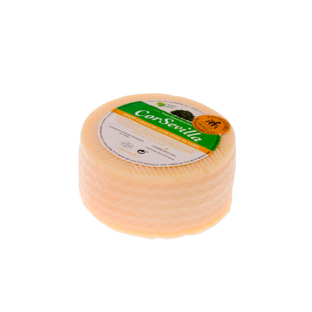 CorSevilla Queso curado de leche cruda de cabra – Queso entero de 700 g.