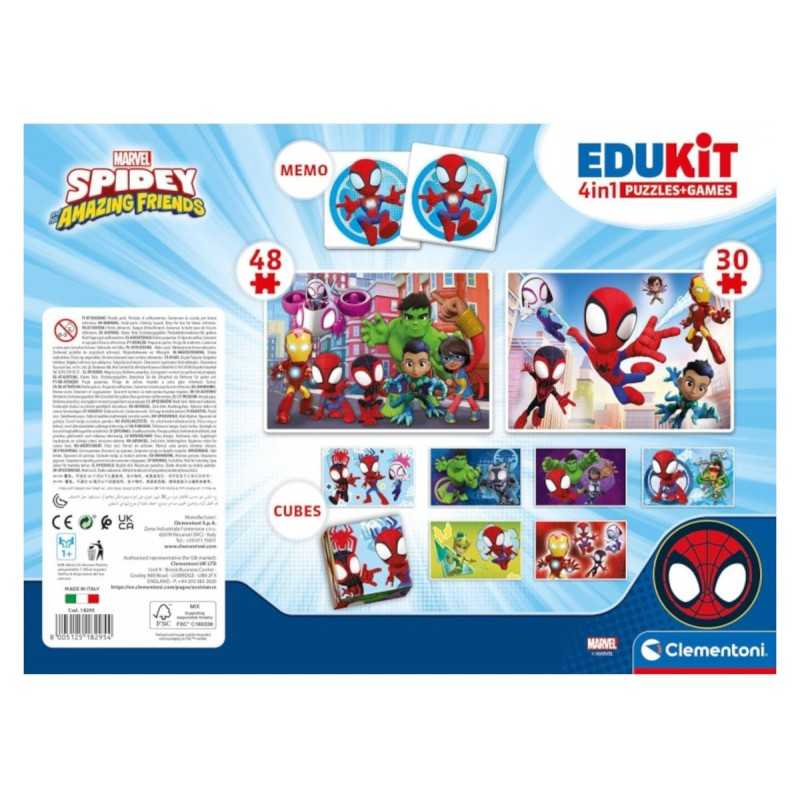 Disney Juegos Educativos Infantil Edukit 4 en 1 Spidey y amigos - Puzzles - cubos - Memori
