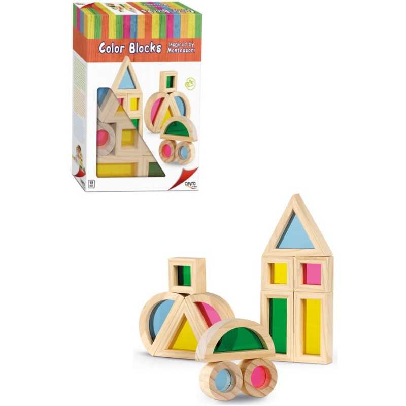 Cayro Juego de Bloques de Colores Infantiles Madera -Montessori