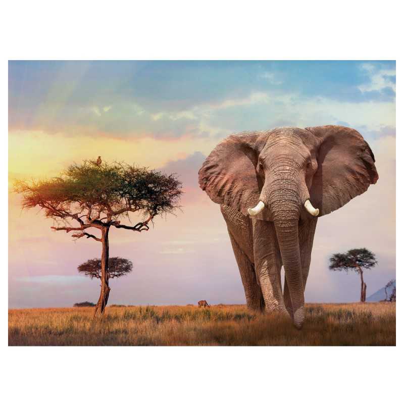 Clementoni Puzzle 500 piezas Paisaje Africano al Atardecer con Elefante