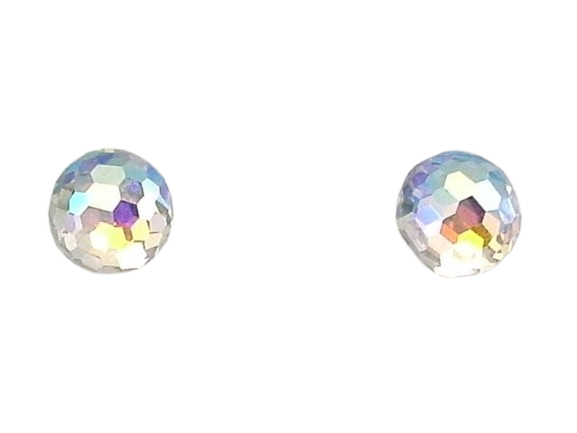 Pendientes Bolas Cristal Tornasol 6 mm y Plata de Ley