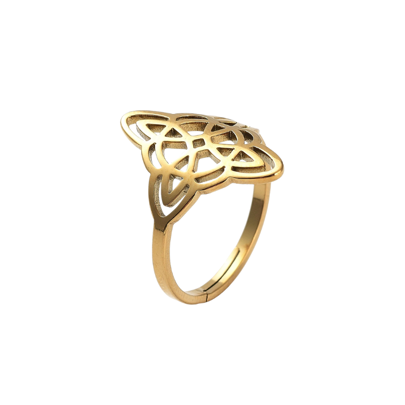 Creatulote Anillo Nudo de Bruja ajustable de acero inoxidable de 17 mm diámetro