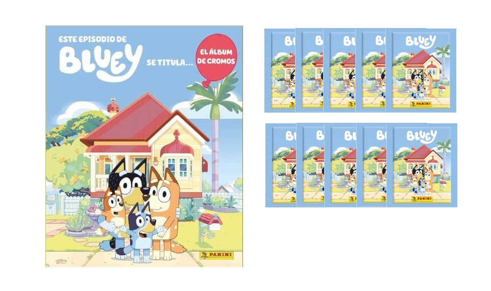 Bluey Álbum de cromos vacío y 10 sobres Colección 2024 pegatinas 1