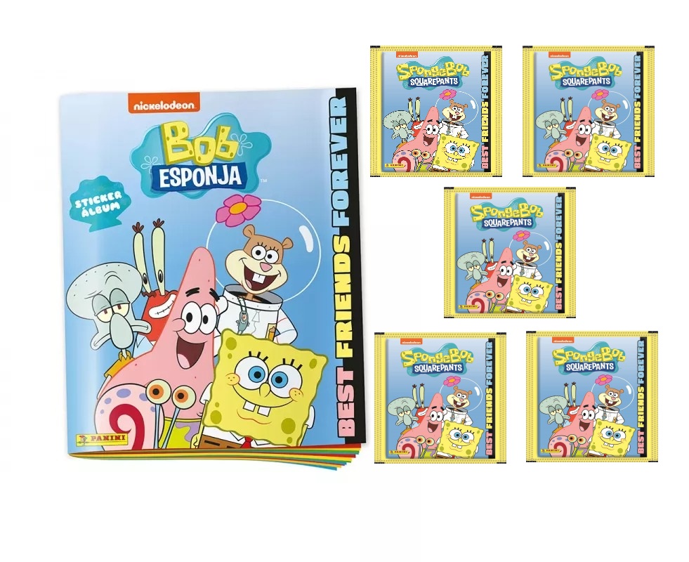 Bob Esponja Álbum de cromos vacío y 5 sobres Colección 2024 pegatinas 1