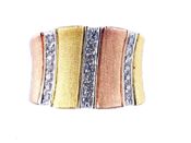 miniatura Anillo Bandas Doradas, Rosa y Circonitas en Plata de Ley