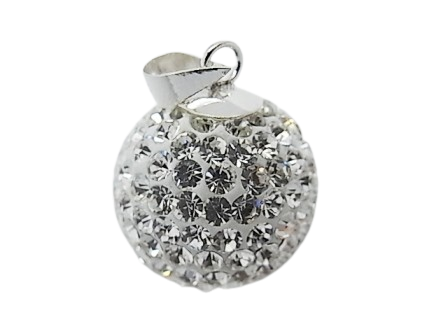 Llamador de Angel Cristal Blanco y Plata de Ley 20 mm