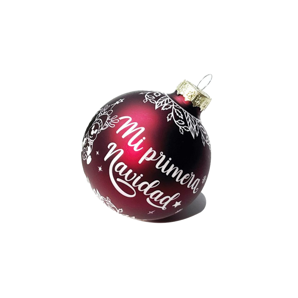 Bola Mi primera Navidad personalizada láser 360 Vidrio Pintada a mano 7 cm 1