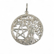 miniatura Colgante Árbol Nórdico con Pentáculo Plata 1r Ley