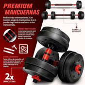 miniatura 2 Mancuernas 2 en 1 de 12,5 kg Ajustables y barra Fija de Unión 40 cm para Convertir en 25 kg 5