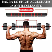 miniatura 2 Mancuernas 2 en 1 de 12,5 kg Ajustables y barra Fija de Unión 40 cm para Convertir en 25 kg 7