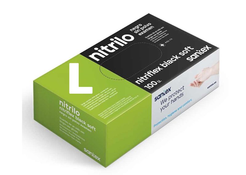 Santex Guantes Negros de Nitrilo x 100 unidades