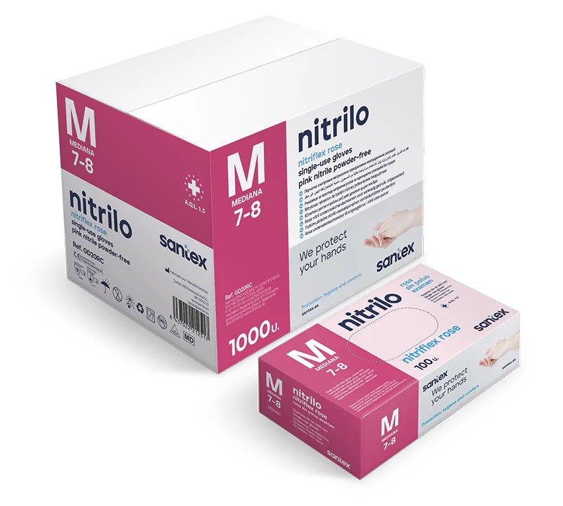 Guantes de Nitrilo Rosa x 100 unidades