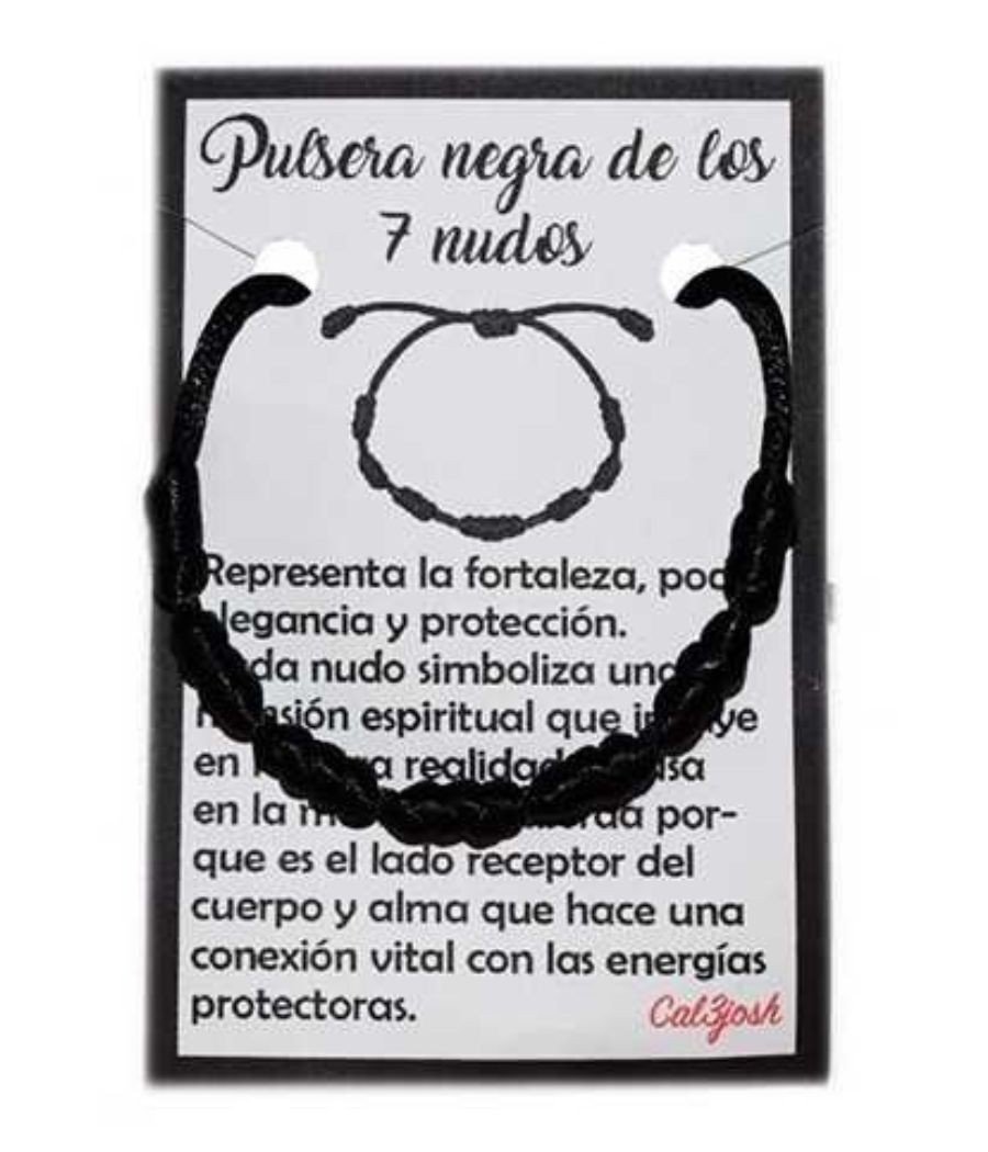 Pulsera 7 nudos negra - Amuleto fortaleza - Poder y protección
