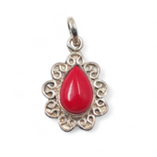 miniatura Colgante Ágata Roja Lágrima Plata 1r Ley