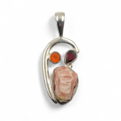 miniatura Colgante Rodocrosita, Granate y Cornalina Engarzado en Plata 1r Ley