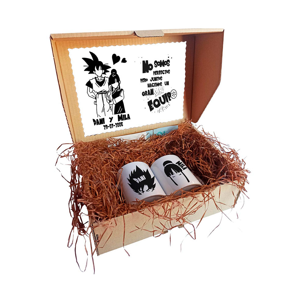 Caja tazas Dragon Ball regalo enamorados aniversario San Valentín 1