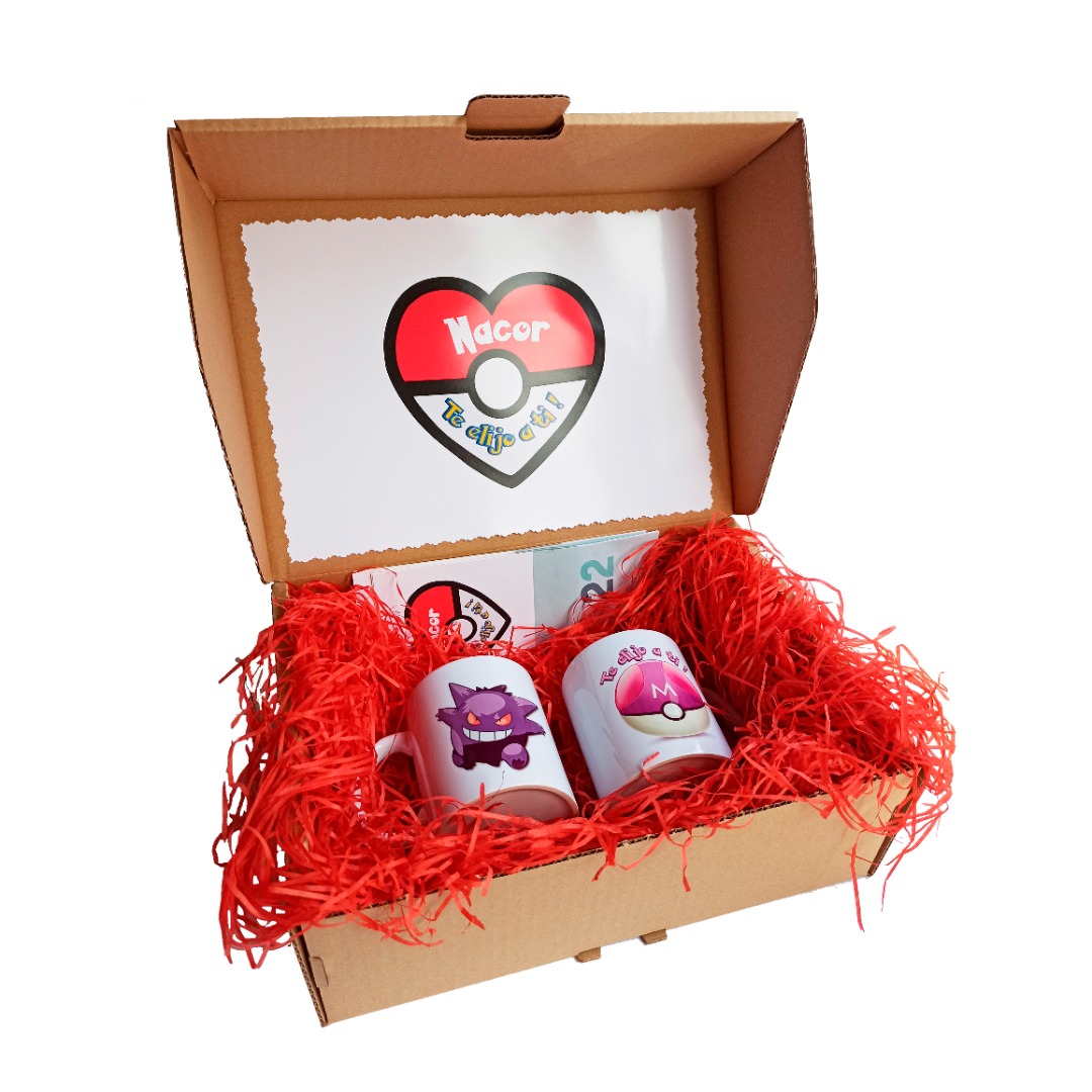 Detalles P'adul@rte Caja tazas Pokemon regalo enamorados aniversario San Valentín