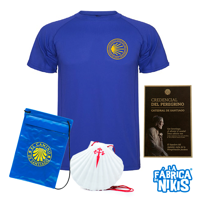 Pack Credencial del Camino + Concha del peregrino + Camiseta
