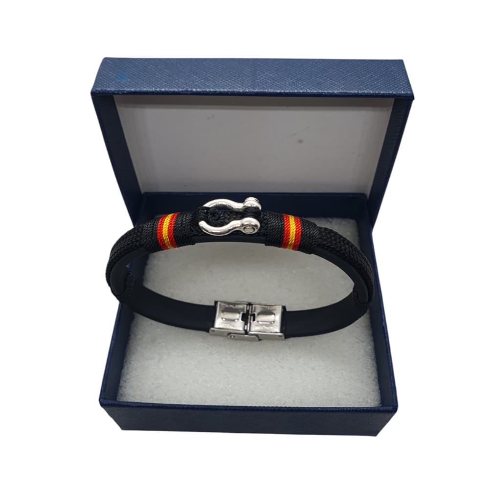 Pulsera náutica biothane grillete para hombre negra