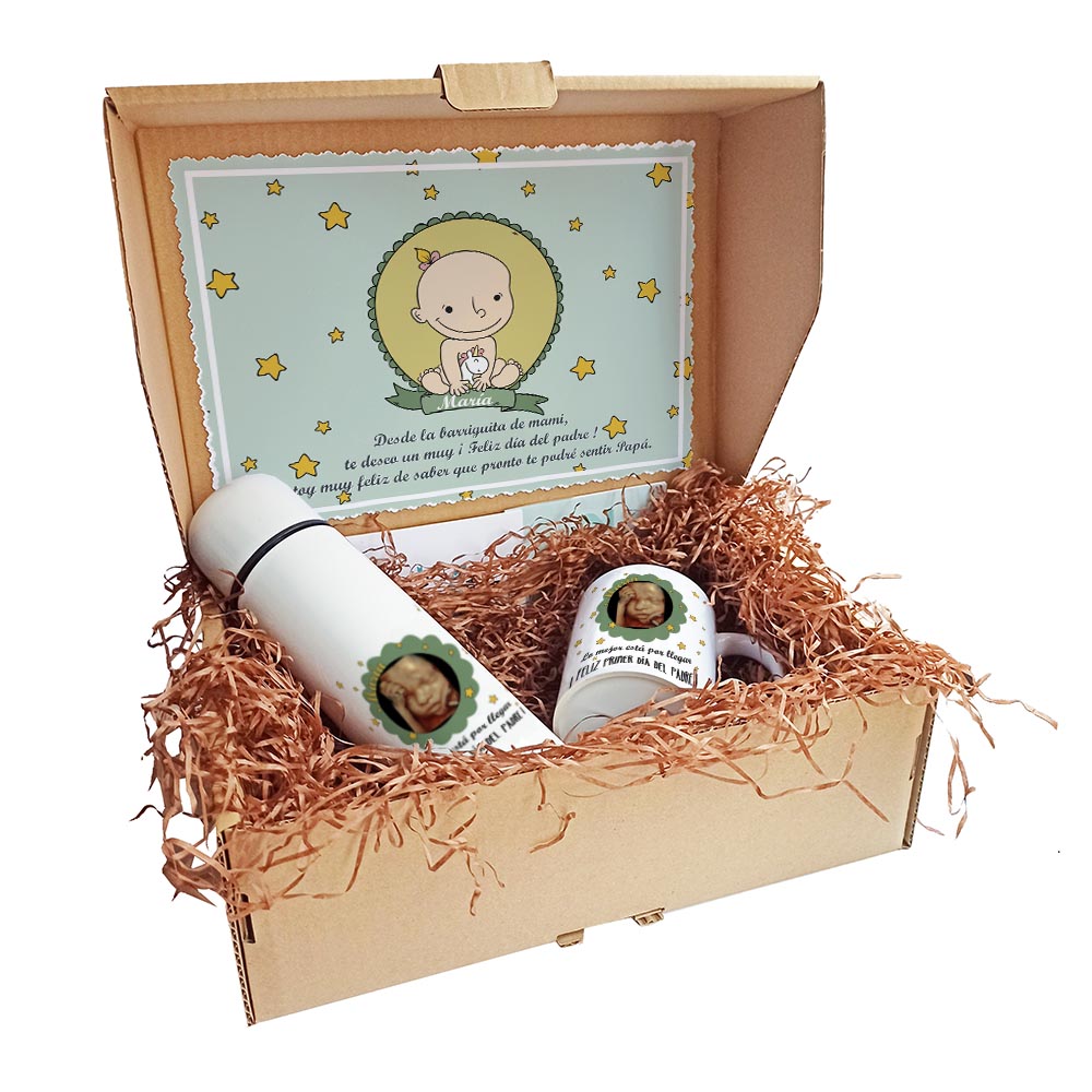 Detalles P'adul@rte Caja regalo original primer día del padre ó padrinos con ecografía bebé