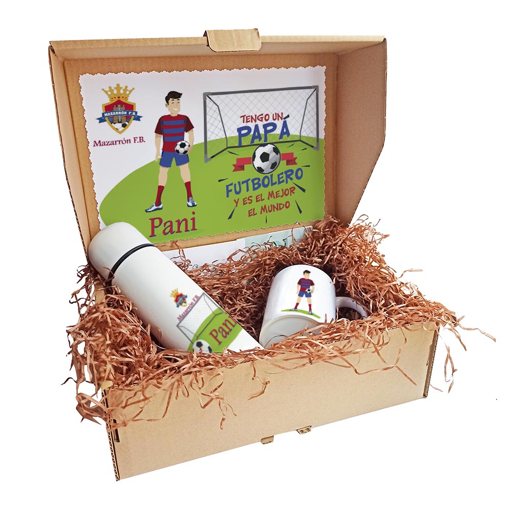 Caja regalo original día del padre personalizada con su afición taza