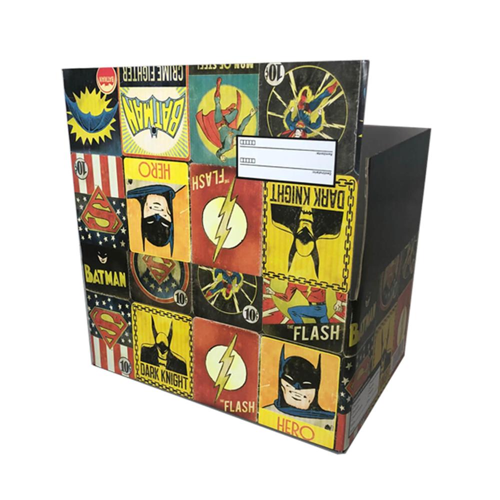 Caja batman de frente con ilustraciones comic vintage