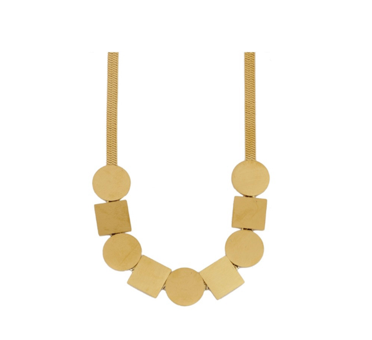 Collar de Acero con diseño de círculos y cuadrados