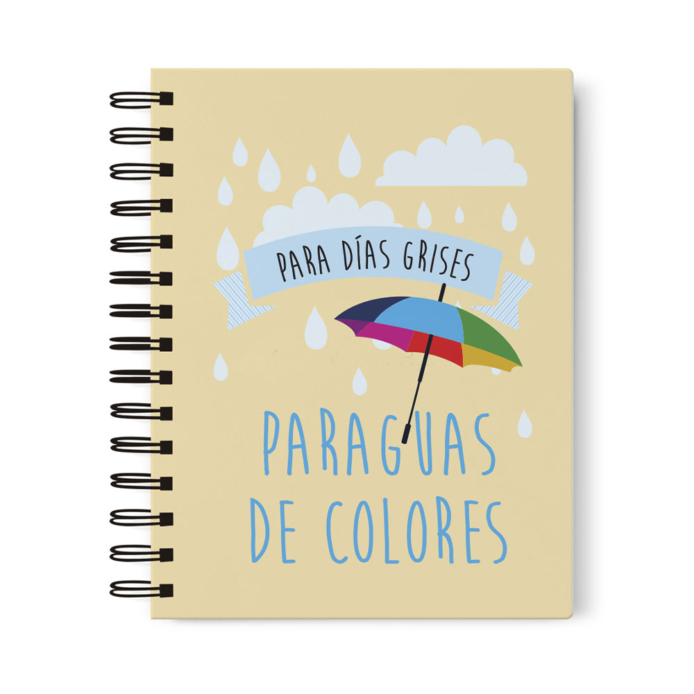 cuaderno solidario A5 tapa dura paraguas Fundación Prodis para días grises
