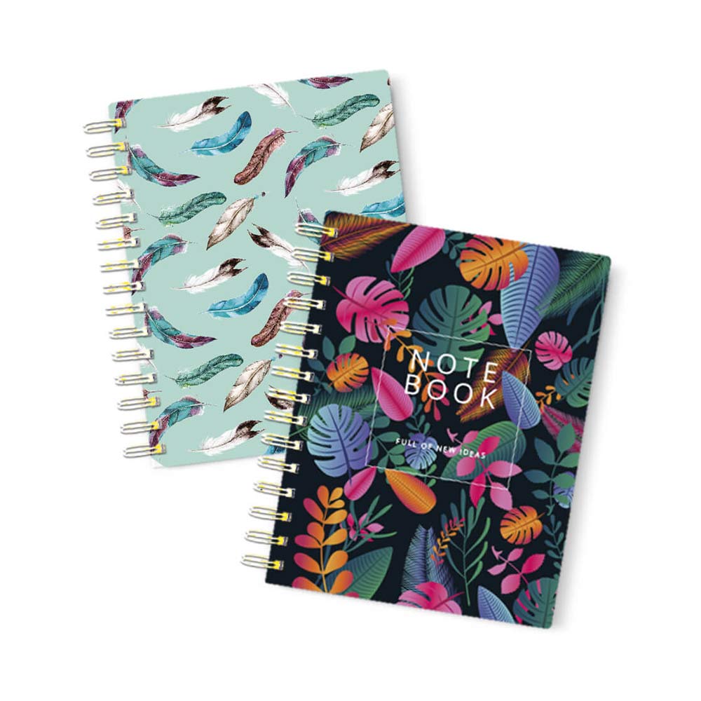 pack de 2 cuadernos solidarios hojas flores a6 Fundación Prodis tapa dura