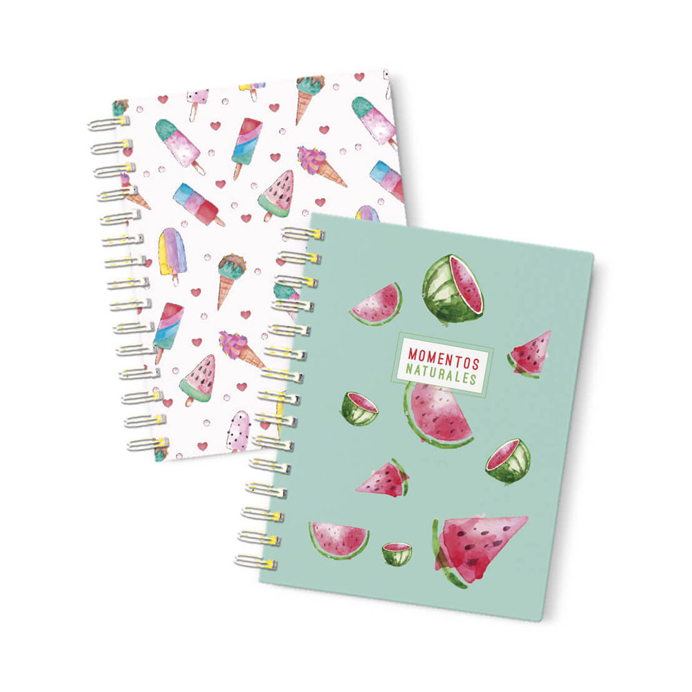 ack de 2 libretas o cuadernos solidarios de frutas tamaño A6 Fundación Prodis tapa dura