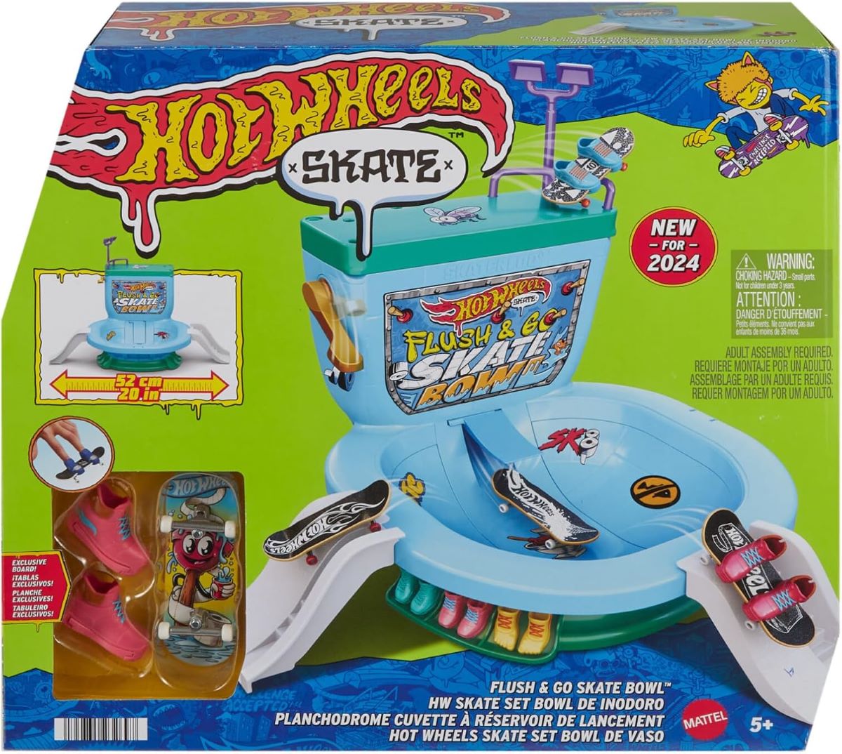 Hot Wheels Skate  Flush & Go Skate Bowl - Pista de patinaje acción en cadena