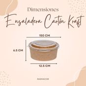 miniatura Pack 15 unidades Ensaladera redonda de cartón Kraft desechable + Tapa PET 750ml 3