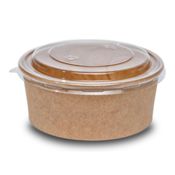 miniatura Pack 15 unidades Ensaladera redonda de cartón Kraft desechable + Tapa PET 750ml 1