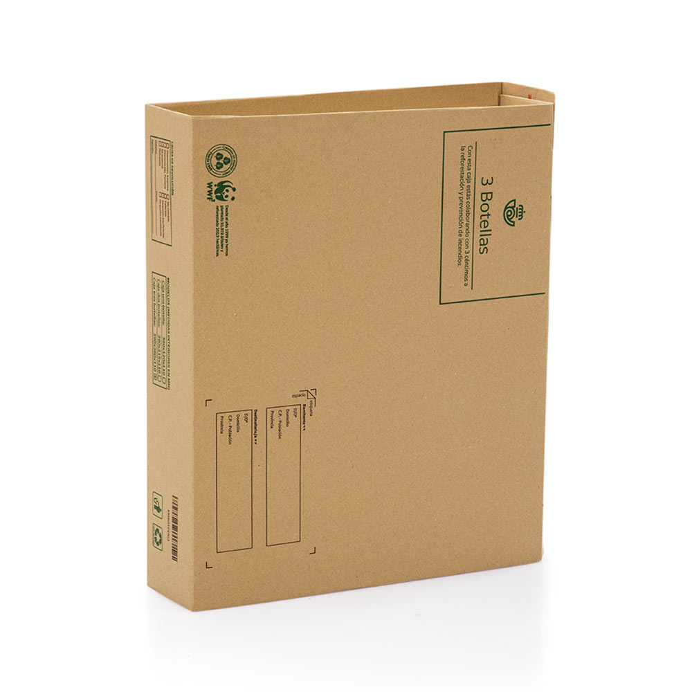 Caja de 3 botellas de frente - Línea Bosques Correos