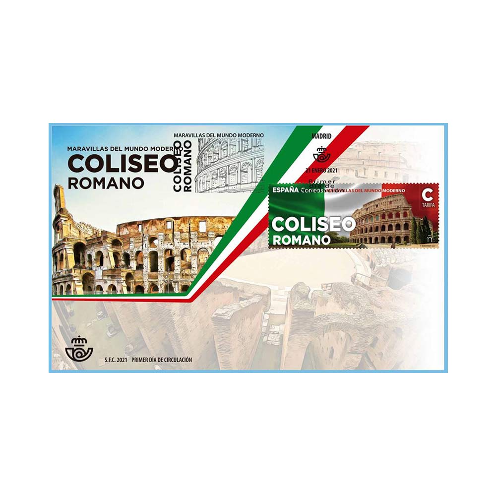 sobre de primer día del Coliseo romano