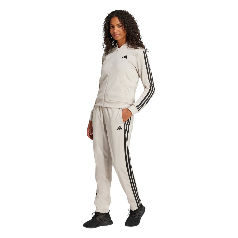 Imagen CHANDAL ADIDAS 3BANDAS TR TS BEIGE NEGRO JY1769 MUJER