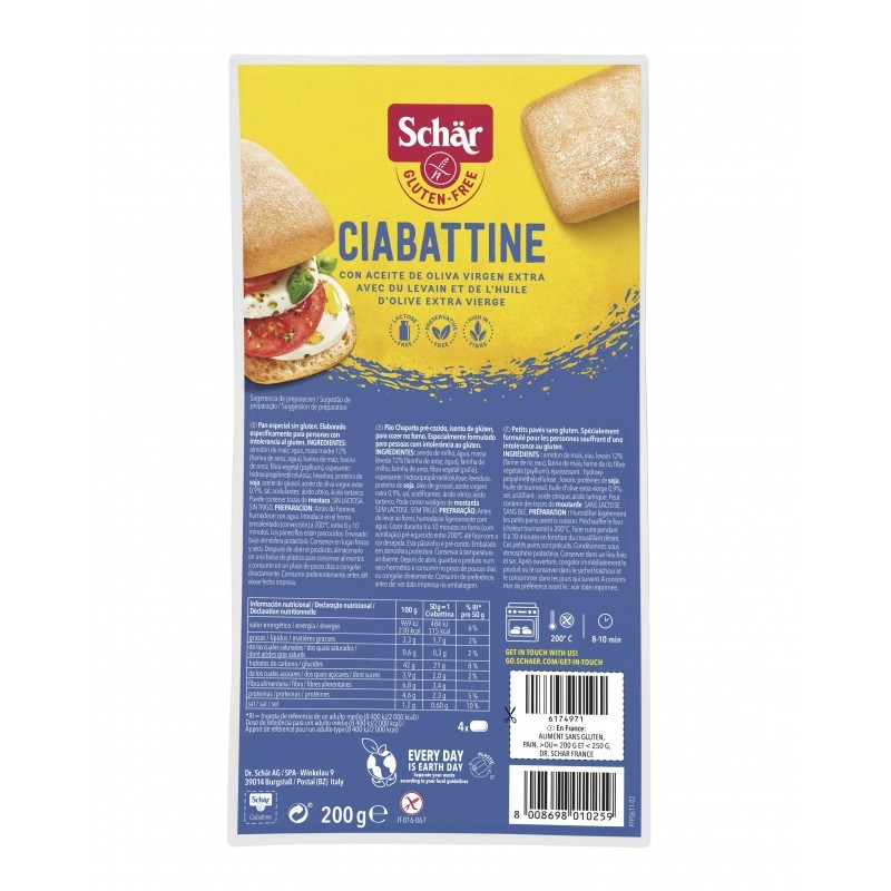 Schar Ciabattine pan chapata 4x50g Schar
