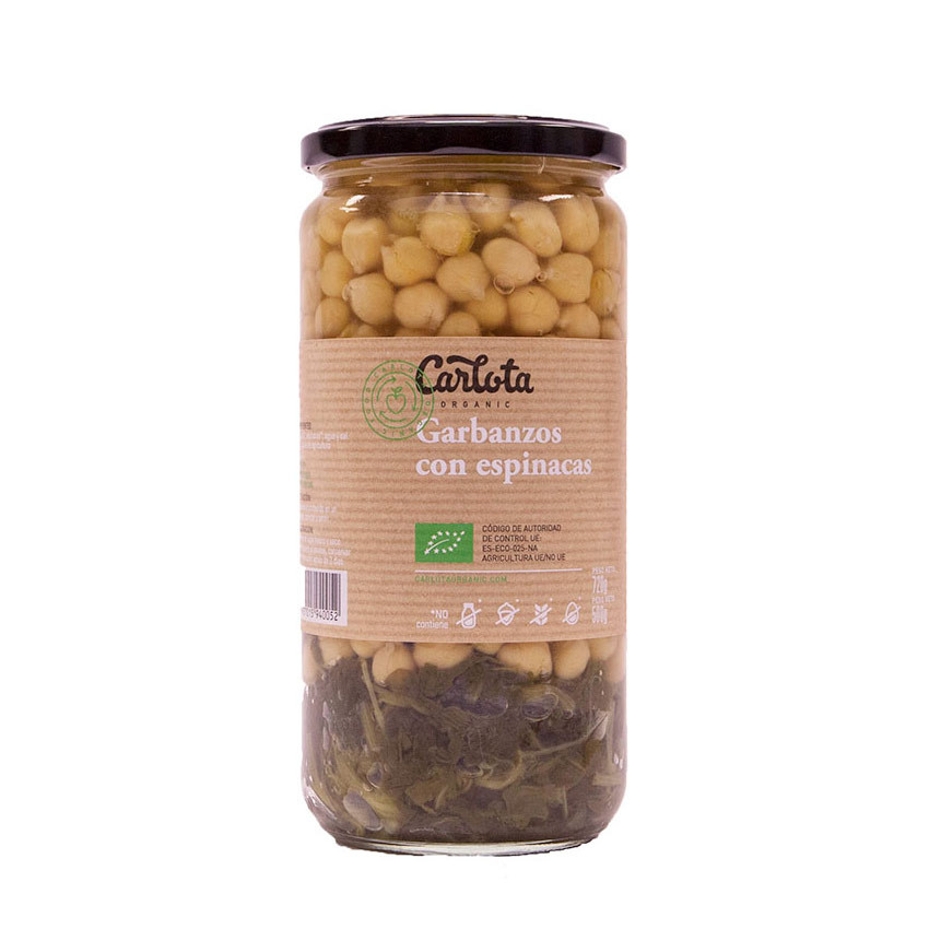 Carlota Organic Garbanzos con espinacas Bio 720g Carlota Organic