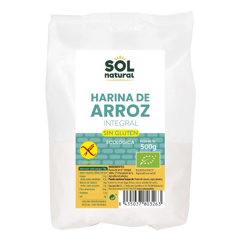 Sol Natural Harina de arroz integral sin gluten bio 500g Sol Natural