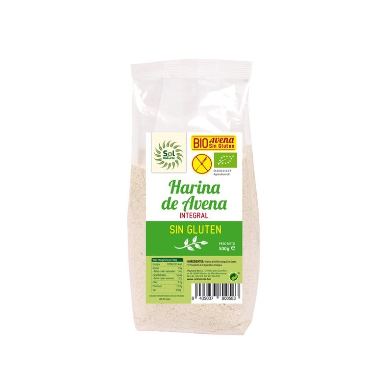 Sol Natural Harina de avena integral molida sin gluten bio 500g Sol Natural