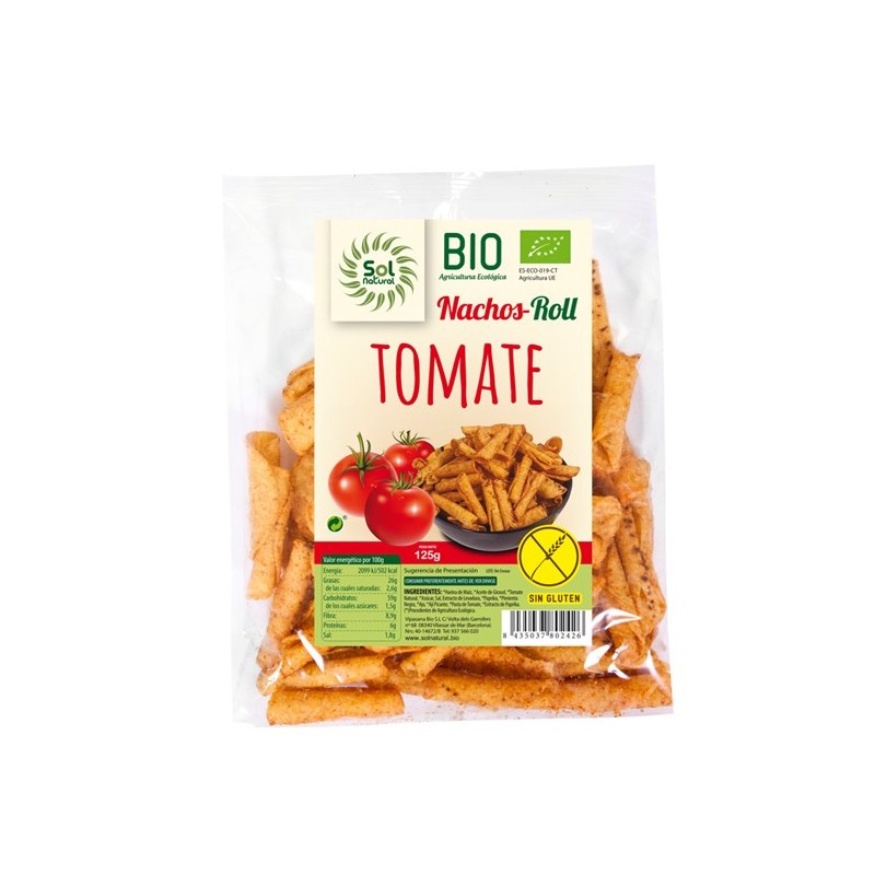 Sol Natural Nachos roll de maiz con tomate bio 125g Sol Natural