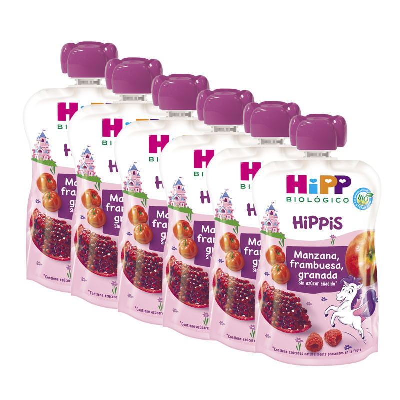 Hipp Pouches Unicornio-Manzana,frambuesa,granada Bio 6x100g Hipp