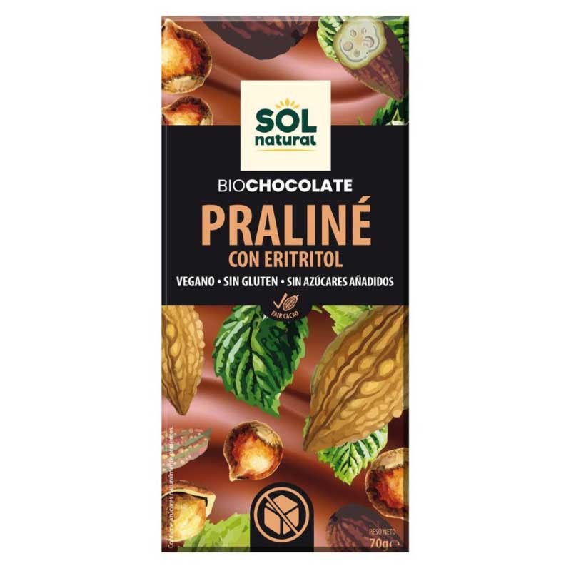 Sol Natural Tableta chocolate praline con eritritol Bio 70g Sol Natural