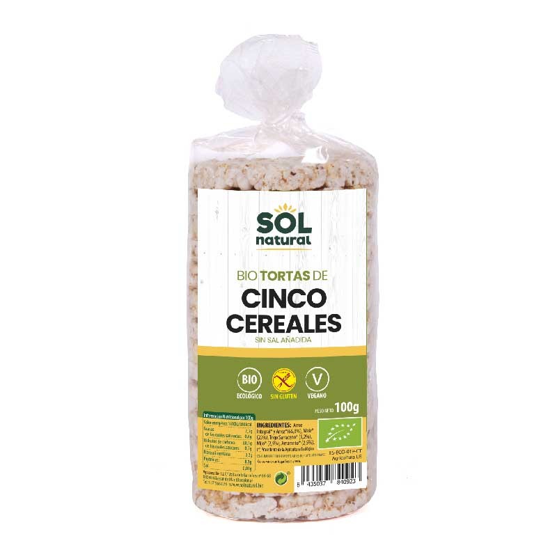 Sol Natural Tortas de 5 cereales s/gluten Bio 100g Sol natural