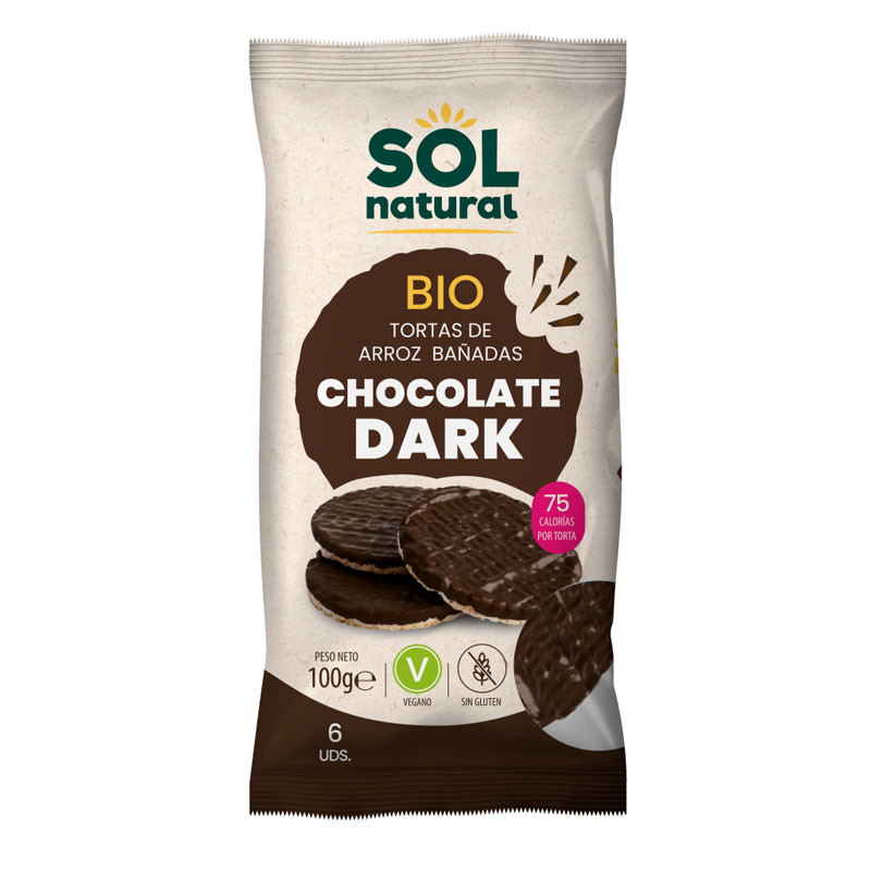 Sol Natural Tortitas de arroz chocolate Dark s/g bio 100g Sol Natural