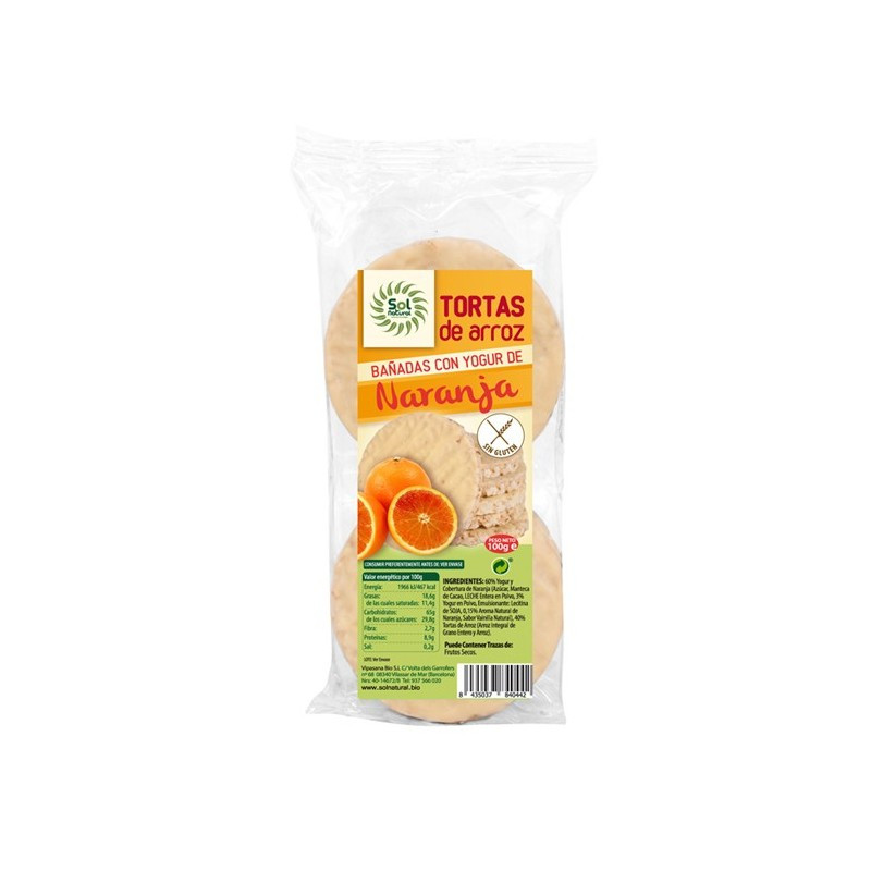 Sol Natural Tortitas de arroz yogur y naranja s/g bio 100g Sol Natural